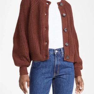 525 American Button Up Cardigan in Burgundy Size M